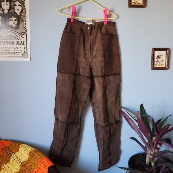 Vintage suede / crochet pants - Picture 1 of 3